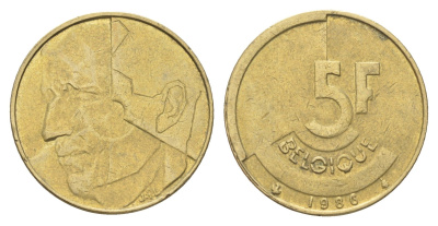 Бельгия 5 франков 1986 Belgique, Бодуэн I (1951-1993) KM 163 медь алюминий никель 4706-222