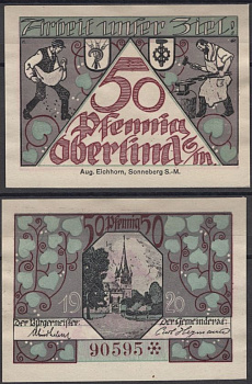 Оберлинд 50 пфеннигов 1920 Grabowski O6.6 бумага UNC (пресс) 8592-22-3-1