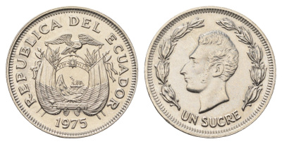 Эквадор 1 сукре 1975 Антонио Хосе Сукре KM 83 сталь плакированная никелем UNC 4698-615