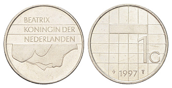 Нидерланды 1 гульден 1997 Беатрикс (1980-2013) KM 205 никель 4678-115
