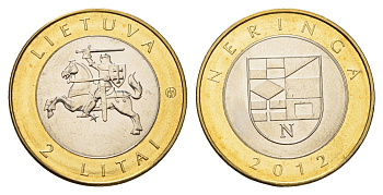 Литва 2 лита 2012 Курорты Литвы - Неринга KM 185.1 биметалл UNC 4695-452