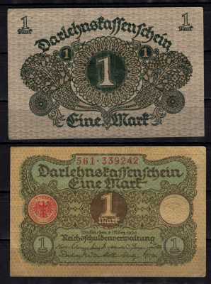 Германия 1 марка 1920 Pick 58 бумага 7198-35-3-2