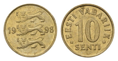 Эстония 10 сентов 1998 KM 22 латунь 4696-232
