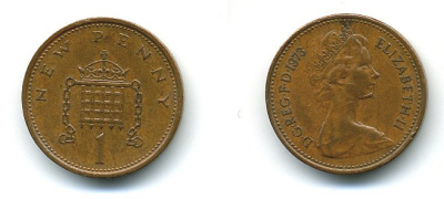 Великобритания 1 пенни 1973 Елизавета II (1952-2022) КМ 915, Spink B1 бронза 58-1241