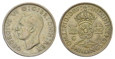 Великобритания 2 шиллинга (флорин) 1947 Георг VI (1936-1952) KM 865, Spink 4102 медно-никель 4183-122
