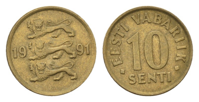 Эстония 10 сентов 1991 KM 22 латунь 4696-122