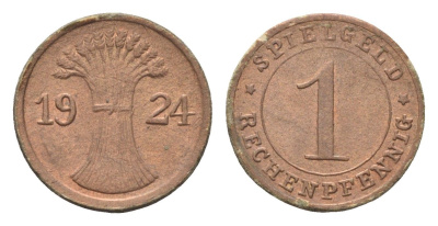 Германия игровой жетон в 1 рентенпфенниг 1924 диаметр 17 мм картон 4702-943