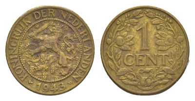 Суринам 1 цент 1943 KM 10 латунь 75-569