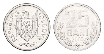 Молдавия (Молдова) 25 бань (бани) 2005 KM 3 алюминий UNC 4694-1068
