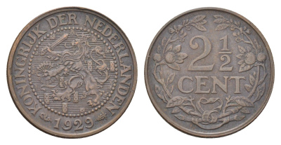 Нидерланды 2 1/2 цента 1929 Вильгельмина (1890-1948) KM 150 бронза 4706-1222