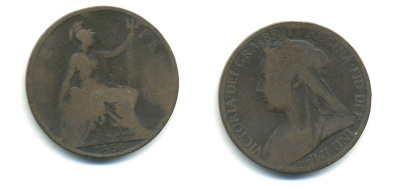 Великобритания 1 пенни 1896 Виктория (1837-1901) KM 790, Spink 3961 бронза 59-933
