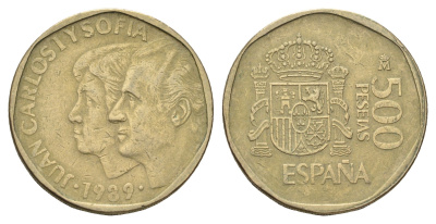 Испания 500 песет 1989 Хуан Карлос I (1975-2014) KM 831 алюминиевая бронза 4531-744