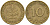 ФРГ 10 пфеннигов 1950 D KM 108 сталь плакированная латунью 4126-525