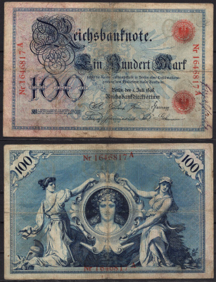 Германия 100 марок 1898 Pick 20 бумага 2192-67-1-1
