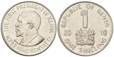 Кения 1 шиллинг 2010 Джомо Кениата KM 34 сталь плакированная никелем 4616-1122