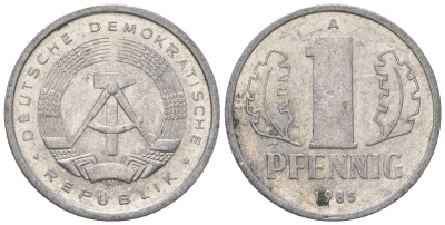 ГДР 1 пфенниг 1985 А KM 8.2 алюминий 4651-129