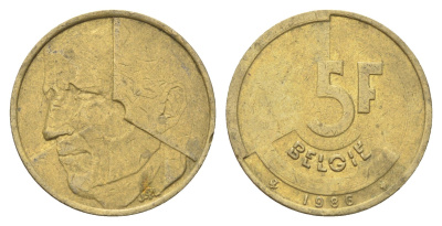 Бельгия 5 франков 1986 Belgie, Бодуэн I (1951-1993) KM 164 медь алюминий никель 4706-314