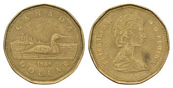 Канада 1 доллар 1989 Елизавета II (1952-2022), утка KM 157 никель плакированный позолоченной бронзой 4703-412