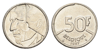 Бельгия 50 франков 1987 Belgique, Бодуэн I (1951-1993) KM 168 никель 4706-113