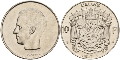 Бельгия 10 франков 1971 Belgie KM 156.1 никель    4187-444