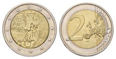 Германия 2 евро 2019 D, 30 лет падению Берлинской стены KM 429 биметалл UNC 4695-154