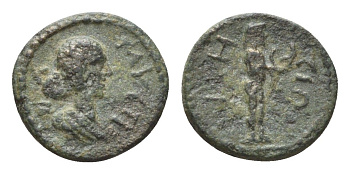Римская Империя, Провинция Азия, Иония, Милет АЕ 161-176 Фаустина Младшая, жена Марка Аврелия/Аполлон Дидимский RPC online IV.2 3326 медь 1100-2-55