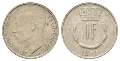 Люксембург 1 франк 1976 Великий герцог Жан (1964-2000) KM 55 медно-никель 4702-662