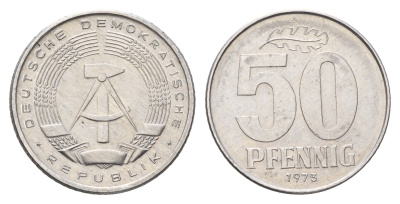 ГДР 50 пфеннигов 1973 KM 12.2 алюминий aUNC 4695-1027