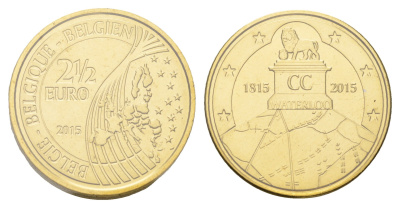Бельгия 2 1/2 евро 2015 200 лет Битве при Ватерлоо KM 347 нордик BU 4552-1012