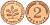 ФРГ 2 пфеннига 1970 G KM 106a, J.381a сталь плакированная медью PROOF 1094-7-11