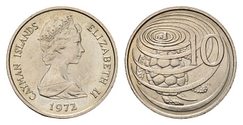 Каймановы острова 10 центов 1972 KM 3 медно-никель UNC 4689-1157