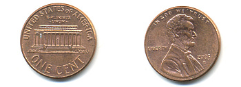 США 1 ЦЕНТ 2005 D ЛИНКОЛЬН KM 201b цинк плакированный медью UNC 179-561
