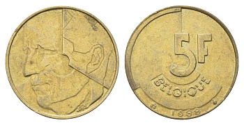 Бельгия 5 франков 1988 Belgique, Бодуэн I (1951-1993) KM 163 медь алюминий никель 4706-231