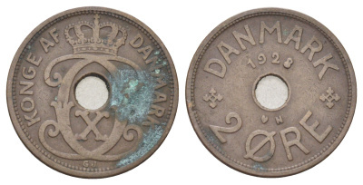 Дания 2 эре 1928 N, Кристиан X (1912-1947) KM 827 бронза 4701-669