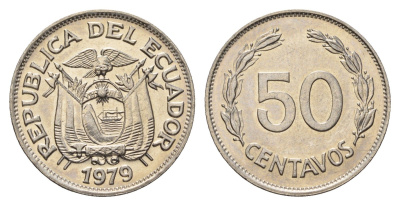 Эквадор 50 сентаво 1979 KM 81 сталь плакированная никелем UNC 4698-553