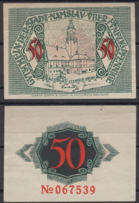 Намслау 50 пфеннигов 1920 DeNG 2 N2.1d бумага UNC (пресс) 8612-35-1-2