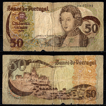 Португалия 50 эскудо 1980 Pick 174 b(8) бумага 6294-50-3-2