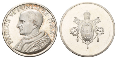 Ватикан медаль в честь избрание папой римским Павлом VI ND (1963) Павел VI, диаметр 35 мм, вес 16,4 гр бронза плакированная серебро 4667-1221