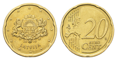 Латвия 20 евроцентов 2014 KM 154 нордик UNC 4695-242