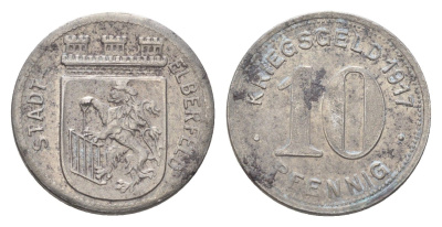 Эльберфельд 10 пфеннигов 1917 Funck 111.5, Men05 6413.6, Men18 8040.6 железо 4708-844