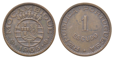 Мозамбик 1 эскудо 1965 KM 82 бронза 4703-1227