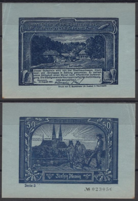 Нойруппин 50 пфеннигов 1921 DeNG 2 959.3-2/4 бумага aUNC 8612-36-1-2