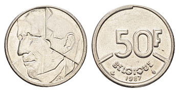 Бельгия 50 франков 1987 Belgique, Бодуэн I (1951-1993) KM 168 никель 4706-116