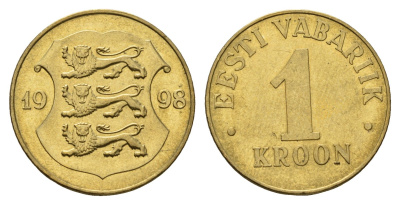 Эстония 1 крона 1998 KM 35 латунь aUNC 4695-516