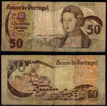 Португалия 50 эскудо 1980 Pick 174 b(2) бумага 6294-50-2-2