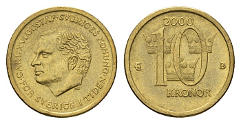 Швеция 10 крон 2000 Карл XVI Густав (1973-) KM 877 нордик aUNC 4657-1215