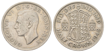 Великобритания 1/2 кроны 1948 Георг VI (1936-1952) KM 866, Spink 4101 медно-никель 4185-1133
