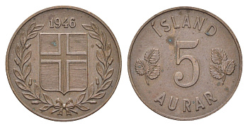 Исландия 5 эйре 1946 KM 9 бронза 4706-537
