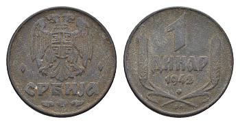 Сербия 1 динар 1942 год-тип KM 31 цинк 4694-1126