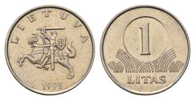 Литва 1 лит 1998 KM 111 медно-никель 4695-421